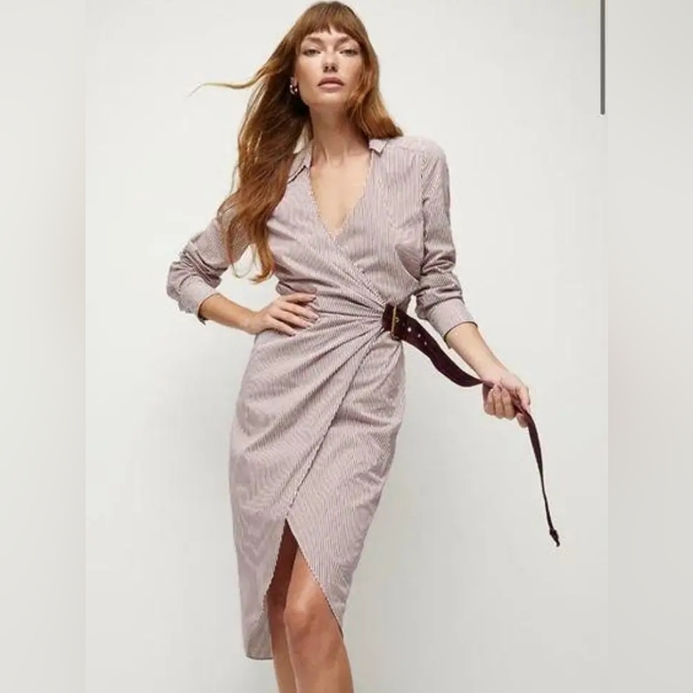 Veronica Beard Jacinda Striped Stretch Cotton Shirtdress Size 8